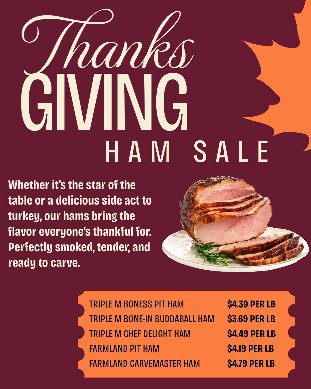 Thanksgiving Ham Sale