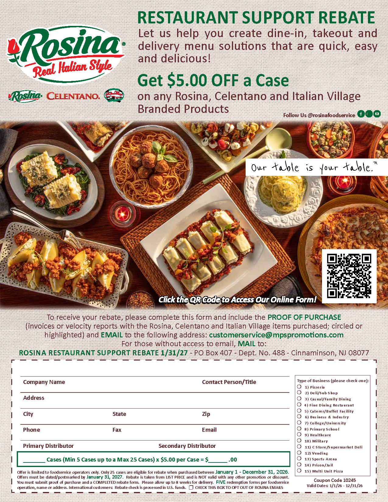 Rosina Rebate Form