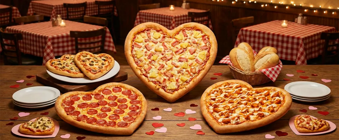 heart shaped valentine pizza